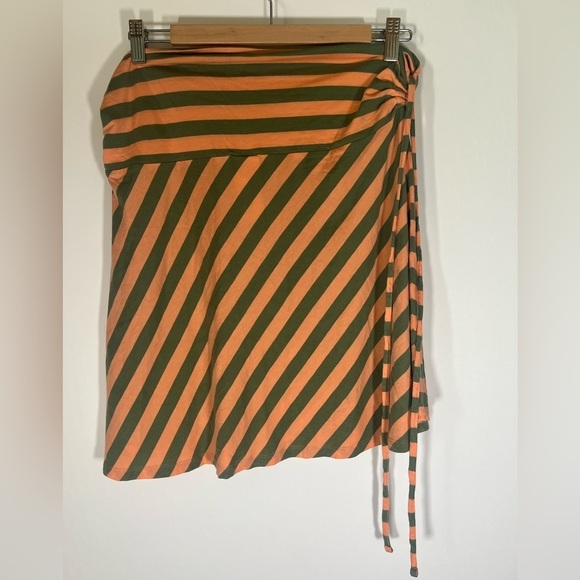Vintage Y2K Patagonia orange green striped travel festival skirt L outdoor - Picture 3 of 8